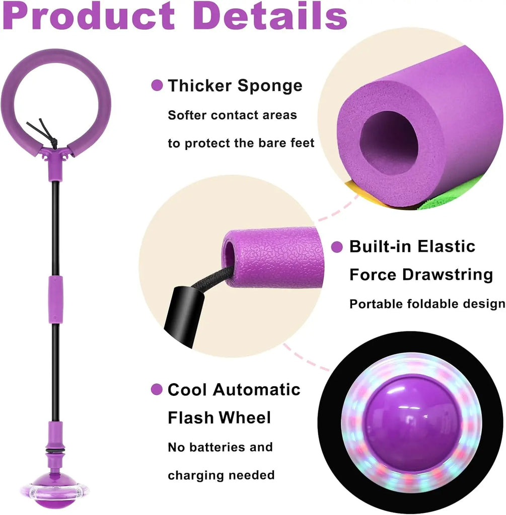 Portable Foldable Colorful Flash Wheel Swing Skip Ball, Kids Toys for Girls & Boys, Sports Fitness for Kids & Adults. Gifts