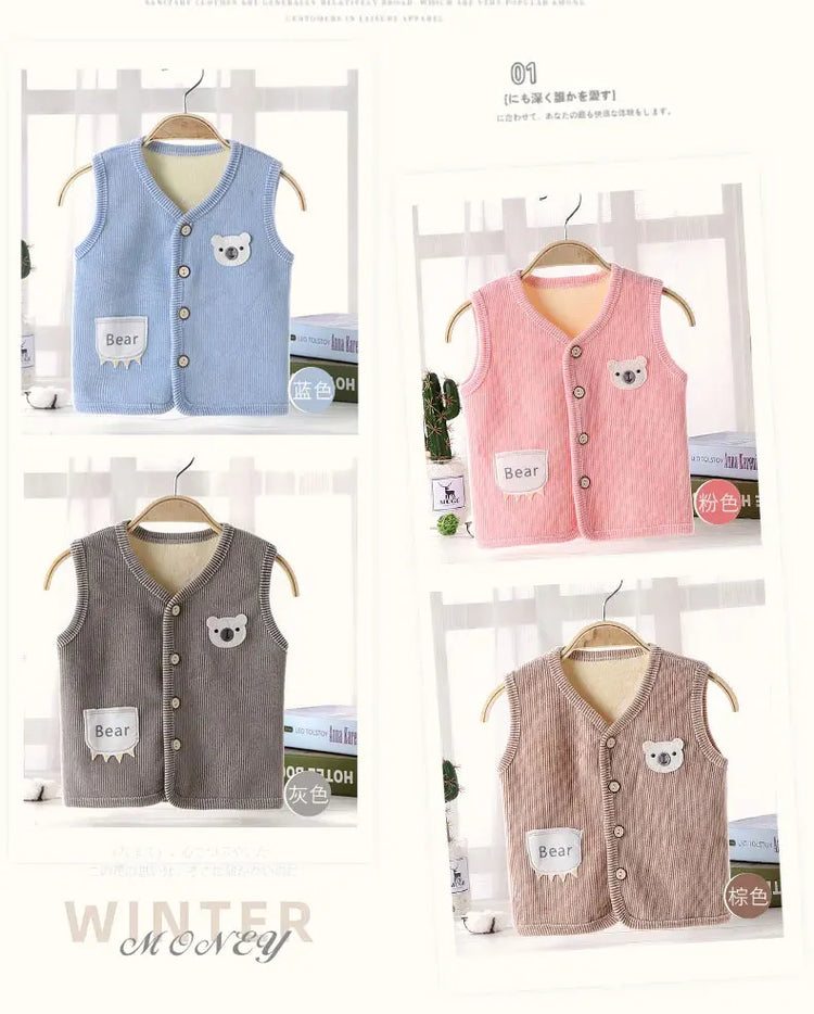 Kids Clothes Waistcoat Children's Vest  Boy Girl Thicken Velvet lining Keep Warm Jackets Vest Children's Clothing  Autumn Winter