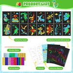 Kids Dinosaur Scratch Art Coloring Books Foil Fun Arts And Crafts Activity Colouring Book Set For Creativity Drawing Book Gifts