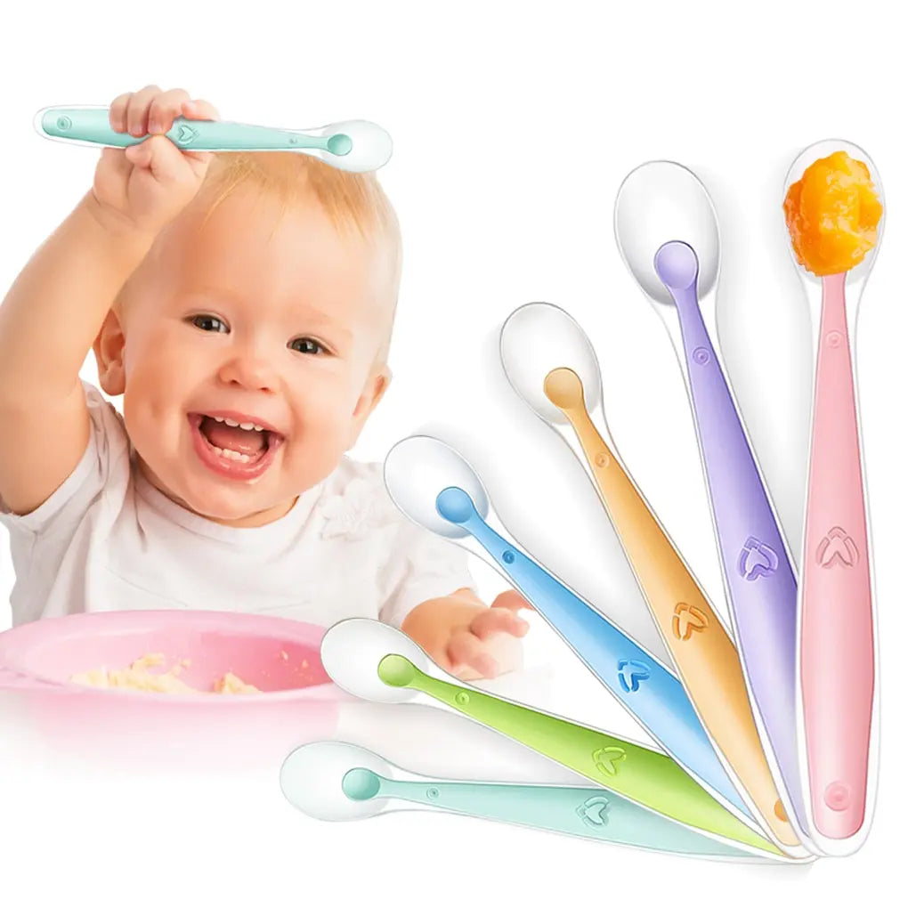 Baby Silicone Soft Spoon Training Feeding Spoons for Children kids  Infants Temperature Sensing