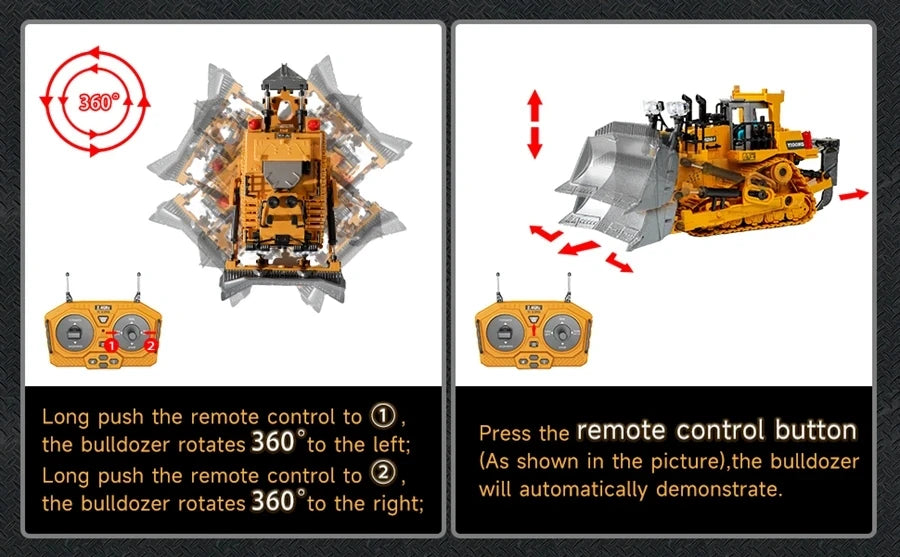 4WD Remote Control Excavator 4x4 Alloy Dump Truck Bulldozer Radio Model RC Car Construction Vehicle Toy Children Kids Gifts