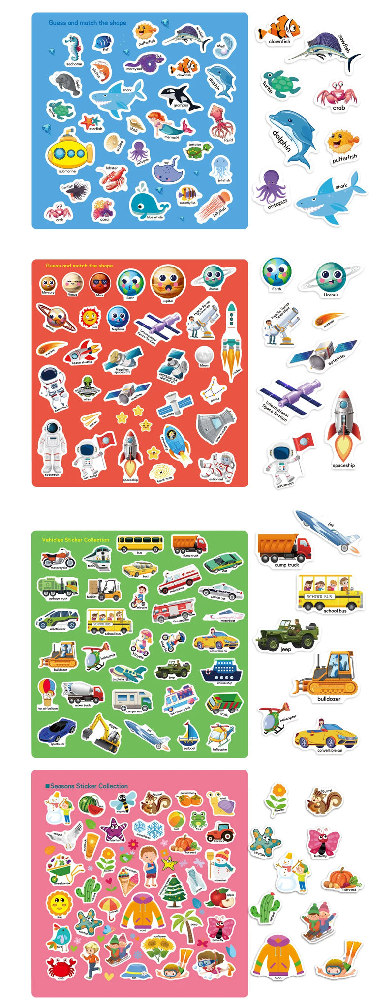 Kids Reusable Sticker Book Multiple Scenarios Cartoon DIY Puzzle Educational Cognition Learning Toys for Child Age 2-4 Gift 2025