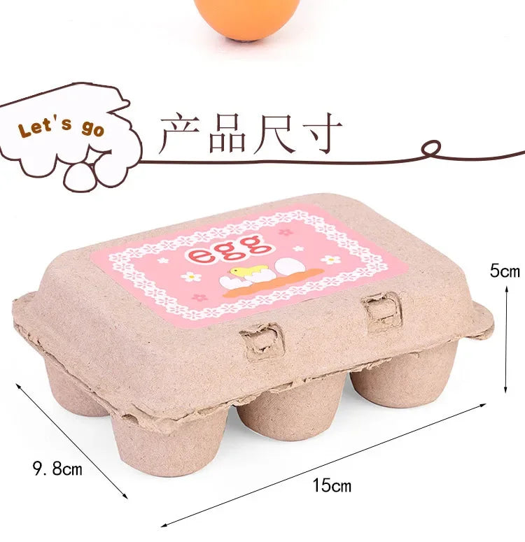 6pcs Simulation Wooden Eggs Toys Set Kids Pretend Play Wood Food Eggs Yolk Kitchen Food Children Kid Education Montessori Toys