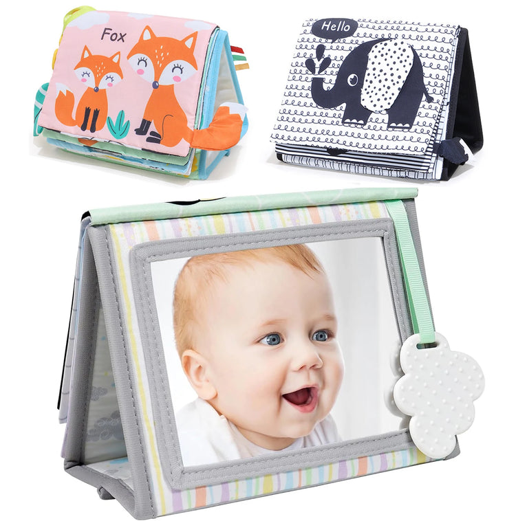 Baby Floor Mirror Sensory Toys Tummy Time for Babies Montessori Development Crawl High Contrast Activity Sensory Toy 0-24 Months