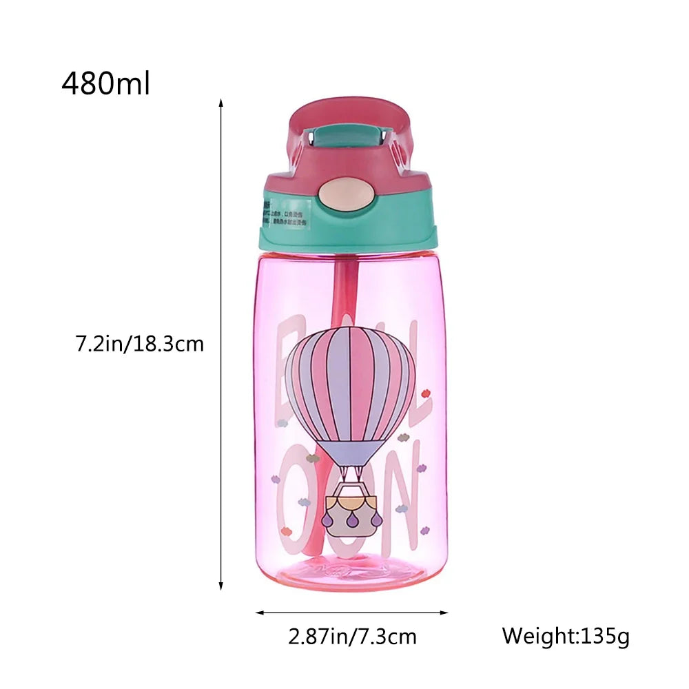 480Ml Kids Sippy Cup Water Bottles Creative Cartoon Feeding Cups With Straws And Lids Spill Proof Portable Toddlers Drinkware