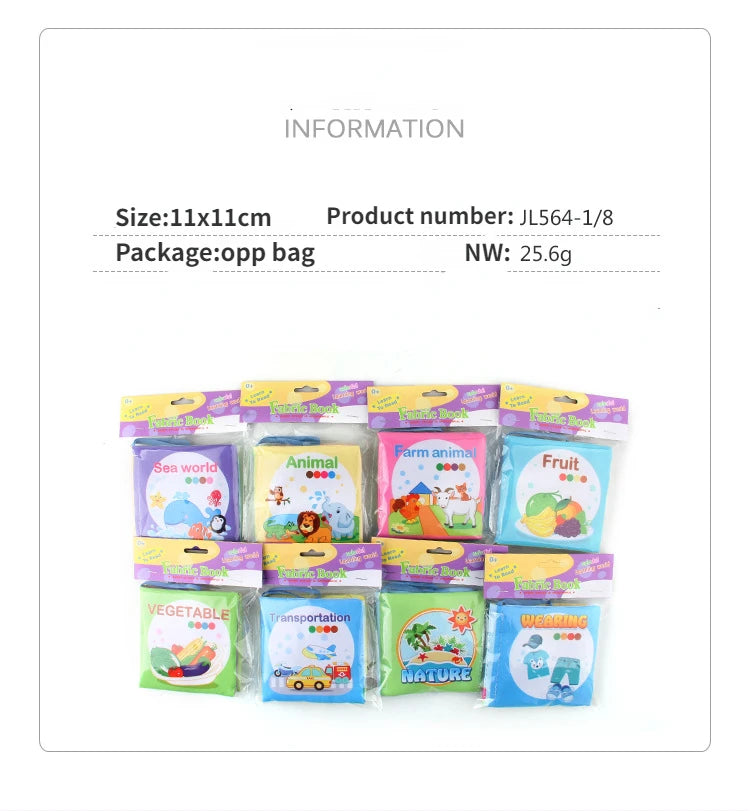 0-24 Monthes Soft Baby Cloth Books Fruits Vegetable Animals Cognitive Puzzle Infant Kids Early Learning Educational Fabric Toys