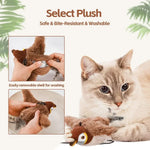 Bird-Shaped Cat Toy Interactive Toys Dog Rechargeable Chirping Flapping Bird Catnip Touch Activated Squeak Plush Toy Pet