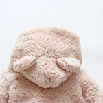 Baby Winter Thick Romper Solid Cotton Warm Long Sleeve Boy Girl Jumpsuit Clothes 0-24M Newborn Bear Fleece Hooded Pyjamas