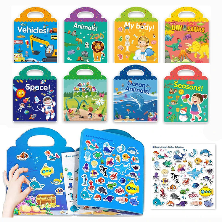 Kids Reusable Sticker Book Multiple Scenarios Cartoon DIY Puzzle Educational Cognition Learning Toys for Child Age 2-4 Gift 2025