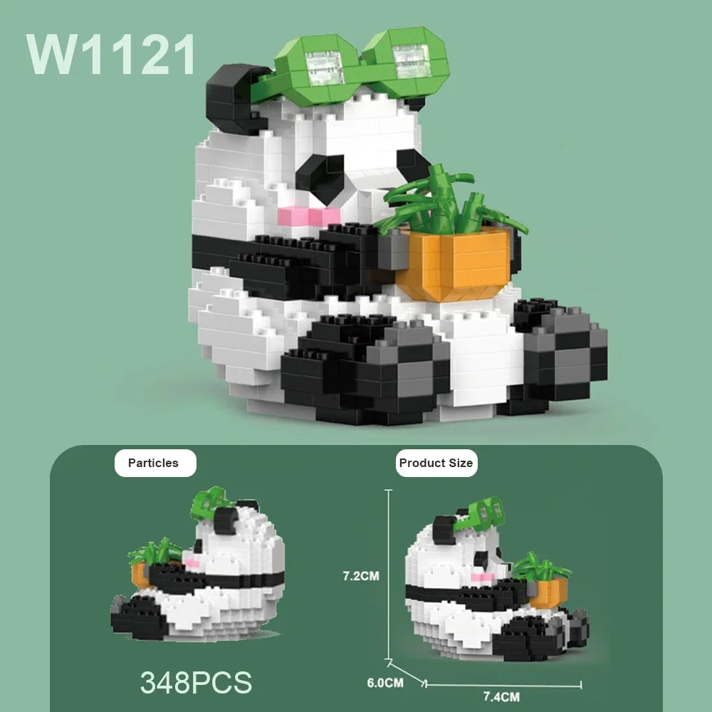 Cute Chinese Panda Building Blocks Sets DIY Educational Assembly Toys Bricks Mini Animals Model MOC Kids Christmas Birthday Gift