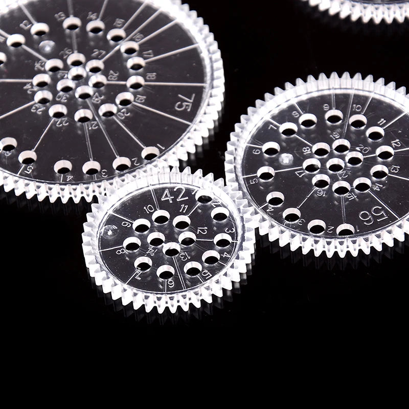 22PCS Clear Spirograph Drawing Toy Set DIY Creative Design Geometric Drawing Interlocking Gears Wheels Ruler Kids Art Craft  Toy