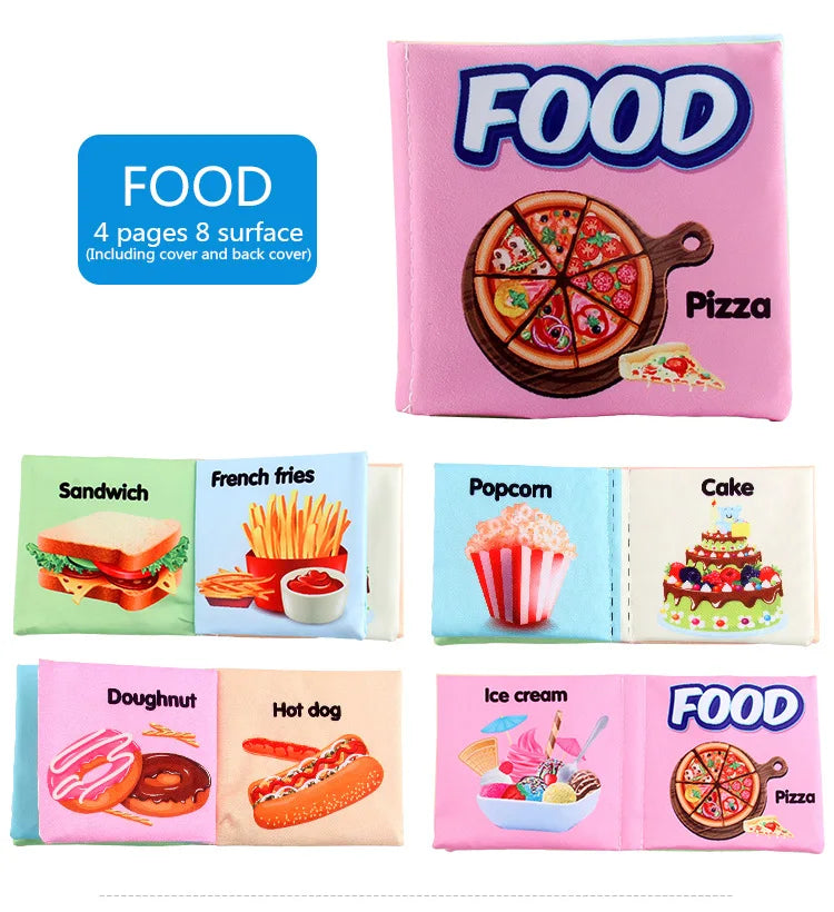 0-24 Monthes Soft Baby Cloth Books Fruits Vegetable Animals Cognitive Puzzle Infant Kids Early Learning Educational Fabric Toys