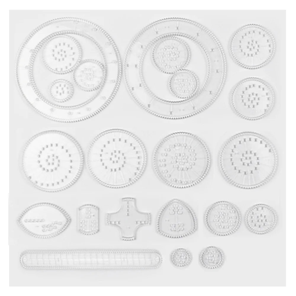 22PCS Clear Spirograph Drawing Toy Set DIY Creative Design Geometric Drawing Interlocking Gears Wheels Ruler Kids Art Craft  Toy