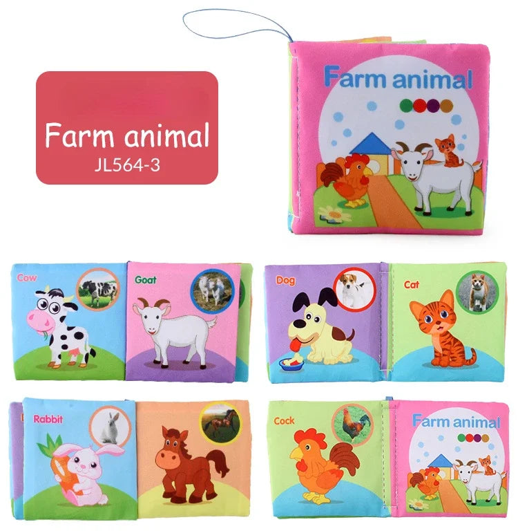 0-24 Monthes Soft Baby Cloth Books Fruits Vegetable Animals Cognitive Puzzle Infant Kids Early Learning Educational Fabric Toys