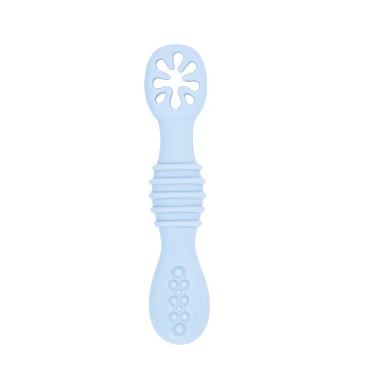 2PCS Cute Baby Learning Spoons Utensils Set Food Grade Silicone Sticky Spoon Children Cutlery Training Spoon Feeding Tableware