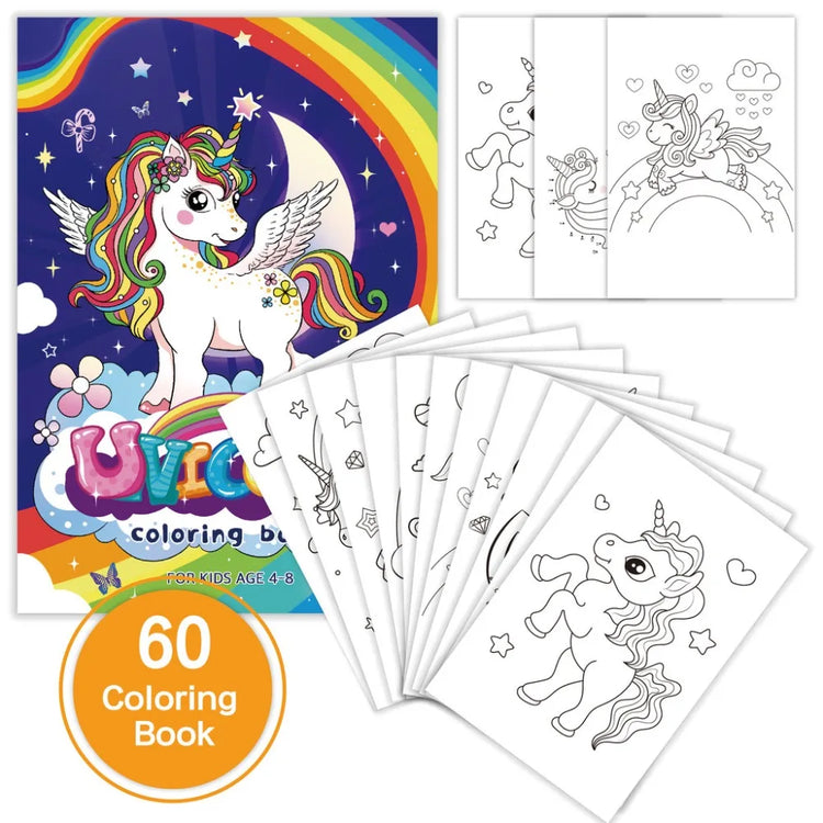 Magical Unicorn & Mermaid Coloring Book Set |60-Page Reusable Drawing Pad for Kids’ Creativity & Early Learning ‌Art Stationery