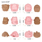 KX4B 6pcs New Year Plastic Baking Mold Kitchen Biscuit Cookie Cutter Pastry Plunger 3D Die Fondant Cake Decorating Tools