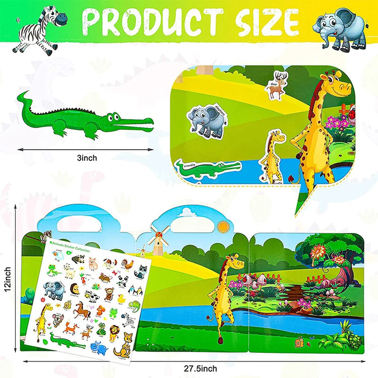 Kids Reusable Sticker Book Multiple Scenarios Cartoon DIY Puzzle Educational Cognition Learning Toys for Child Age 2-4 Gift 2025