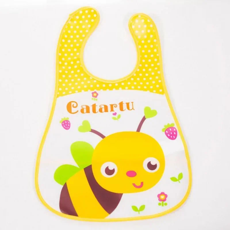 Adjustable Baby Bibs EVA Plastic Waterproof Lunch Feeding Bibs Baby Cartoon Feeding Cloth Children Baby Apron
