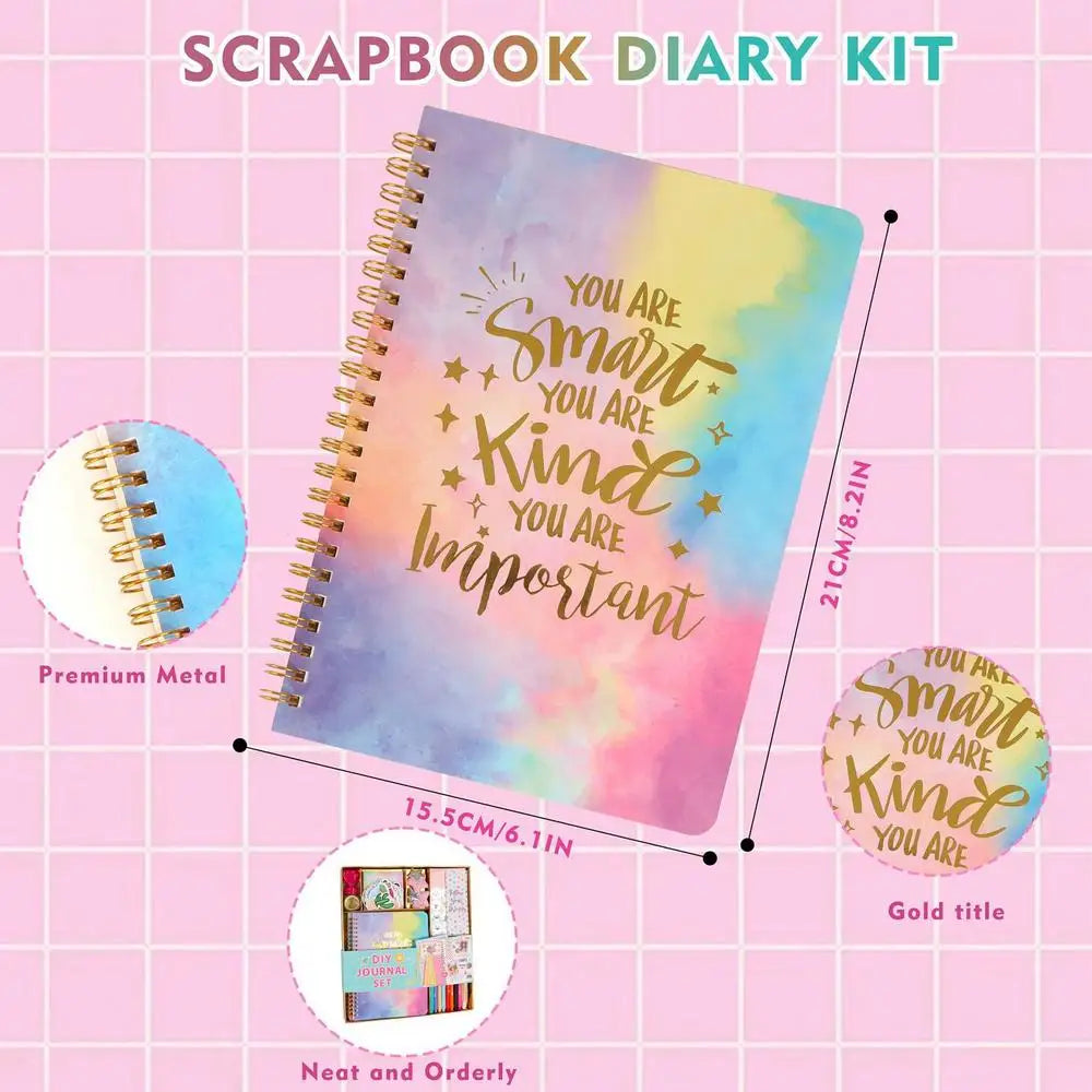 Journal Kit 98X/set Creative Diary Journal Kit Scrapbooking Toy Journaling Art Crafts For Kid Girl Boy Aged 8
