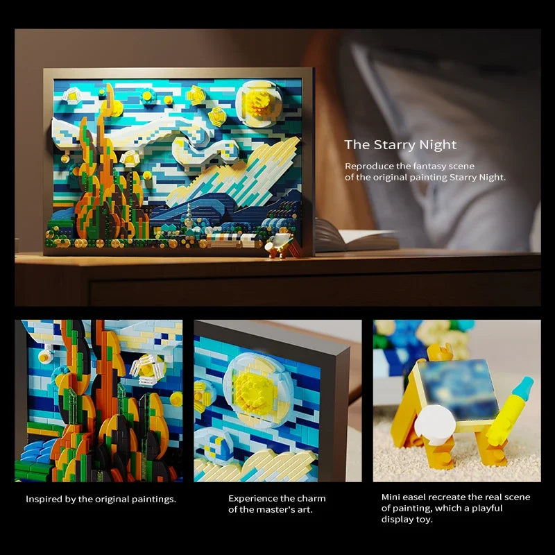 1731pcs Creative 3D Oil Painting Building Blocks Set Famous Art Photo Frame DIY Home Decorations Adult Assembled Toys Kids Gifts