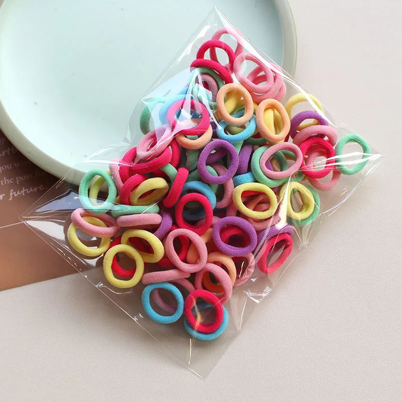 100 Pieces/pack Children's Hair Rings Baby Free Rubber Bands High Elasticity Basic Tie Girl Headband Accessories Super Soft