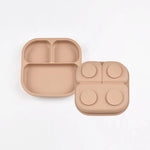 Food Grade Silicone Dining Plate Children 3-Grids Dishes Eating Training Tableware Feeding Tray With Sucker Anti-Drop Baby Stuff