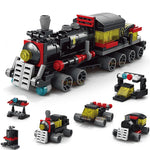 NEW DIY 6in1 Train Track Robot Helicopter Vehicle Building Blocks Kit Girls Bricks Movie Model Kids Toy