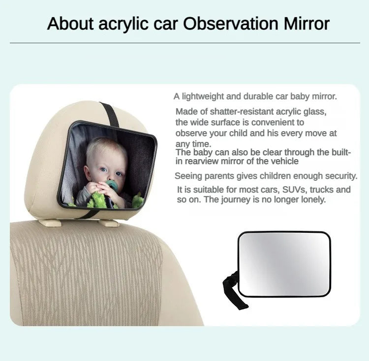 EAFC Adjustable Wide Car Rear Seat Mirror Baby/Child Seat Car Safety Mirror Monitor Square Safety Car Baby Mirror Car Interior