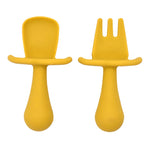 2PCS Cute Baby Learning Spoons Utensils Set Food Grade Silicone Sticky Spoon Children Cutlery Training Spoon Feeding Tableware