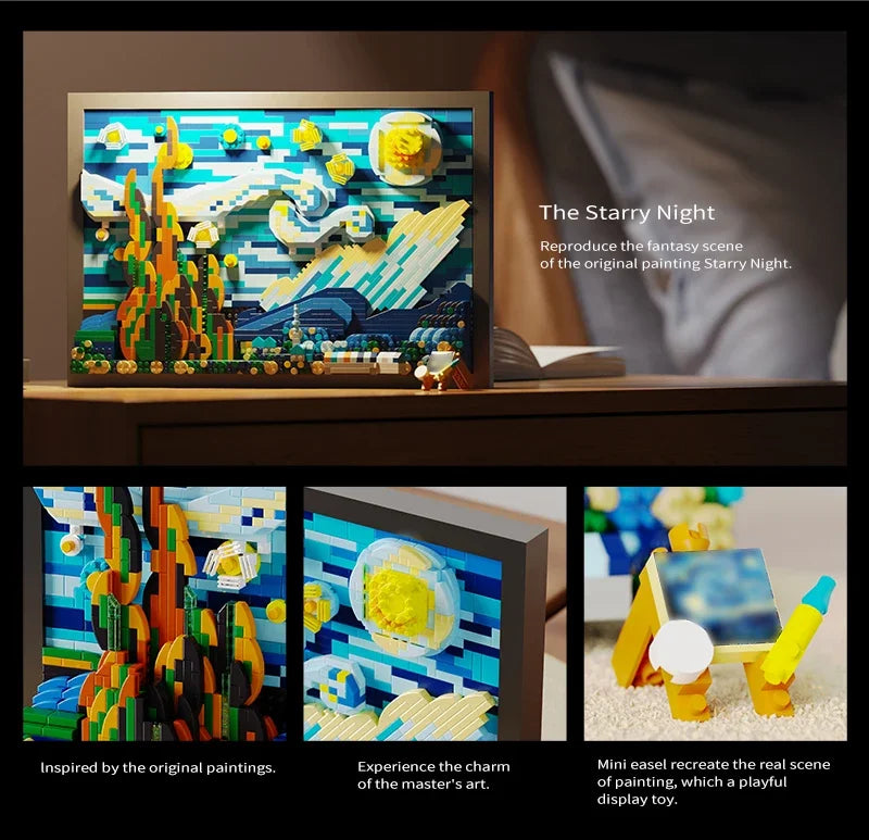 1731pcs Creative 3D Oil Painting Building Blocks Set Famous Art Photo Frame DIY Home Decorations Adult Assembled Toys Kids Gifts
