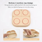 Food Grade Silicone Dining Plate Children 3-Grids Dishes Eating Training Tableware Feeding Tray With Sucker Anti-Drop Baby Stuff