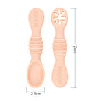 2PCS Cute Baby Learning Spoons Utensils Set Food Grade Silicone Sticky Spoon Children Cutlery Training Spoon Feeding Tableware