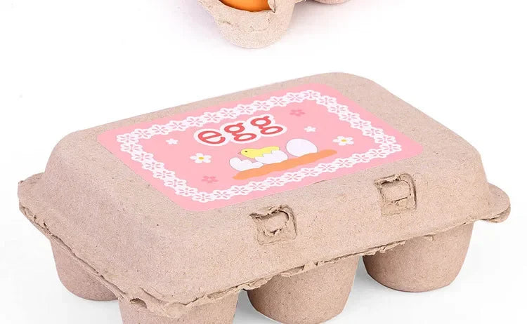6pcs Simulation Wooden Eggs Toys Set Kids Pretend Play Wood Food Eggs Yolk Kitchen Food Children Kid Education Montessori Toys