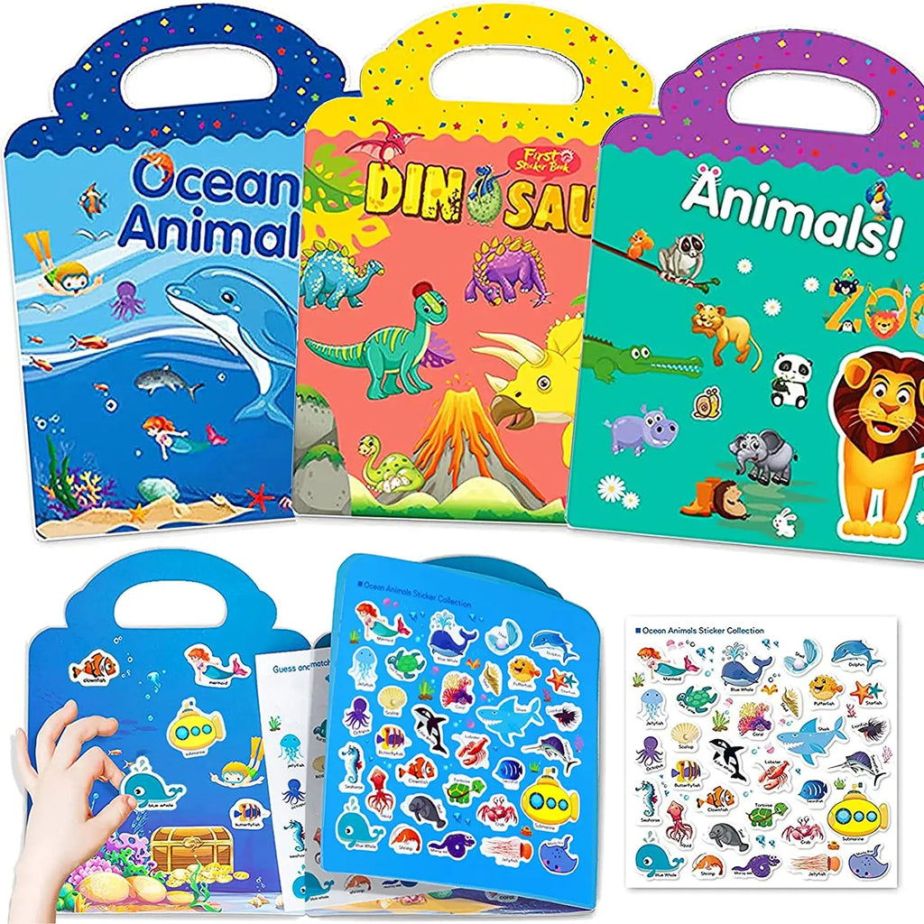 Kids Reusable Sticker Book Multiple Scenarios Cartoon DIY Puzzle Educational Cognition Learning Toys for Child Age 2-4 Gift 2025