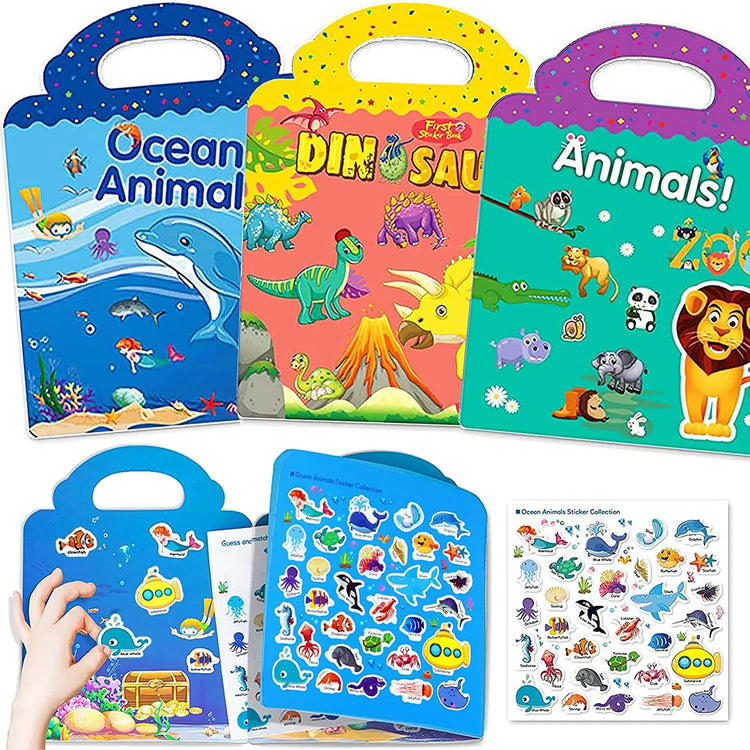 Kids Reusable Sticker Book Multiple Scenarios Cartoon DIY Puzzle Educational Cognition Learning Toys for Child Age 2-4 Gift 2025