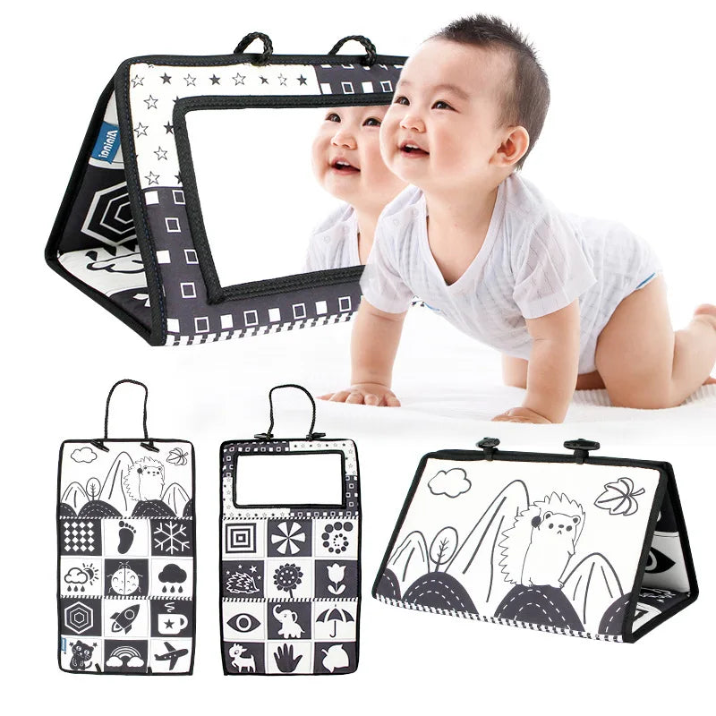 Baby Floor Mirror Sensory Toys Tummy Time for Babies Montessori Development Crawl High Contrast Activity Sensory Toy 0-24 Months
