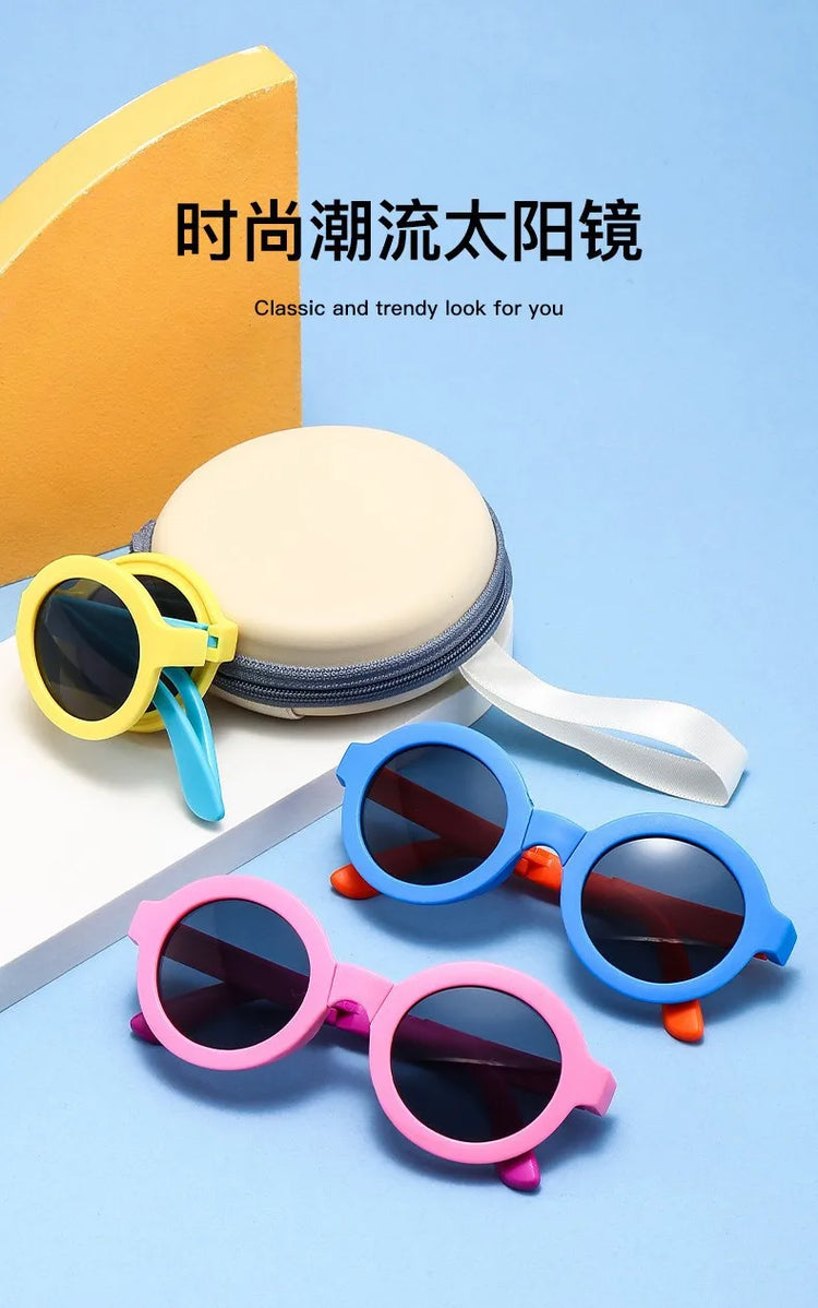 Children's glasses, foldable sunglasses, little girls' UV protection cartoon sunglasses, boys' and girls' babies' fashionable