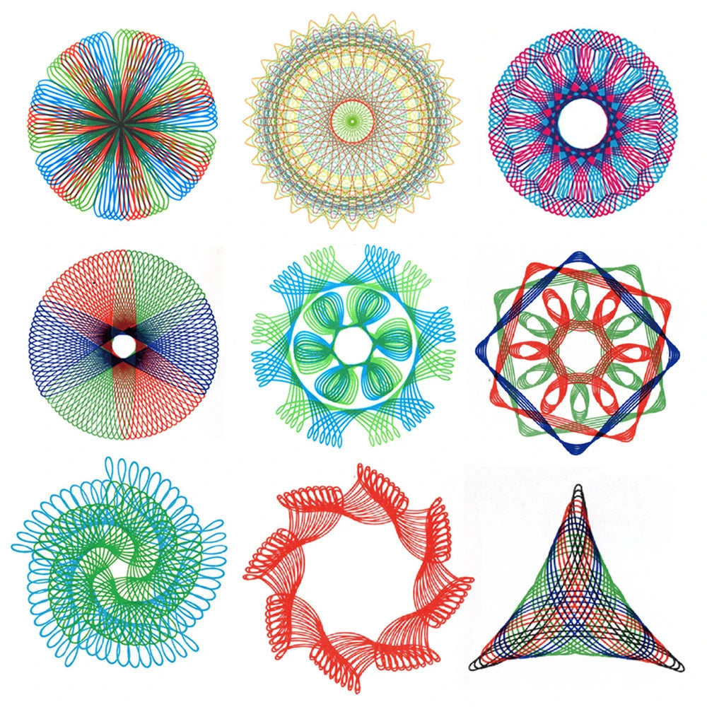 22PCS Clear Spirograph Drawing Toy Set DIY Creative Design Geometric Drawing Interlocking Gears Wheels Ruler Kids Art Craft  Toy