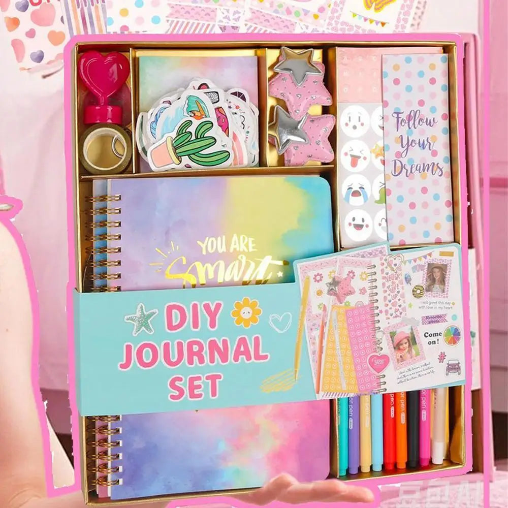 Journal Kit 98X/set Creative Diary Journal Kit Scrapbooking Toy Journaling Art Crafts For Kid Girl Boy Aged 8