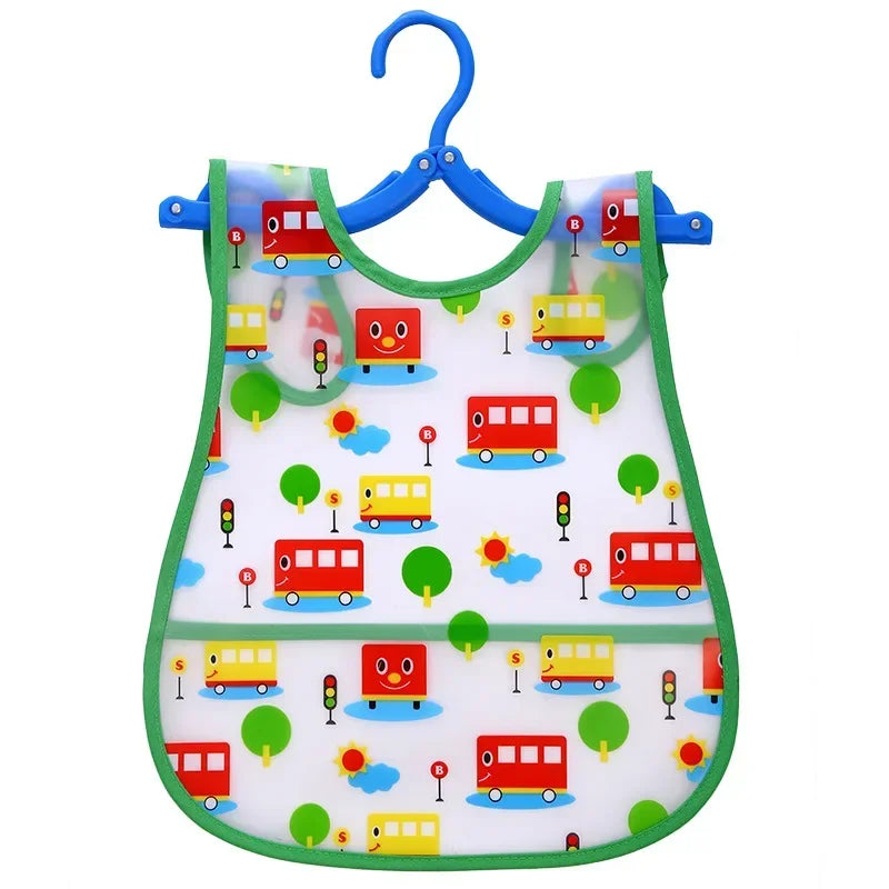Adjustable Baby Bibs EVA Plastic Waterproof Lunch Feeding Bibs Baby Cartoon Feeding Cloth Children Baby Apron