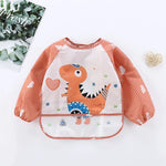 1pcs Baby Long Sleeve Scarf Waterproof Toddler Art Smock Feeding Bib Apron Pocket Infant Boys Girls Burp Cloth Banana Bibs