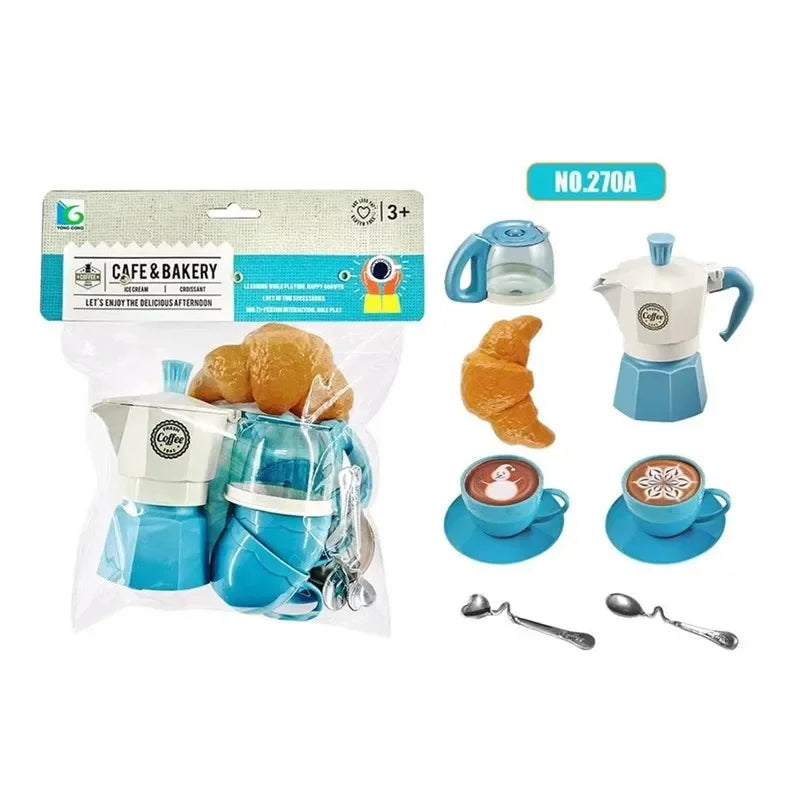 Pretend Play Simulation Coffee Set Tableware Play House/Outdoor Kitchen DIY Afternoon Tea Game Toy For Children Kids Gift