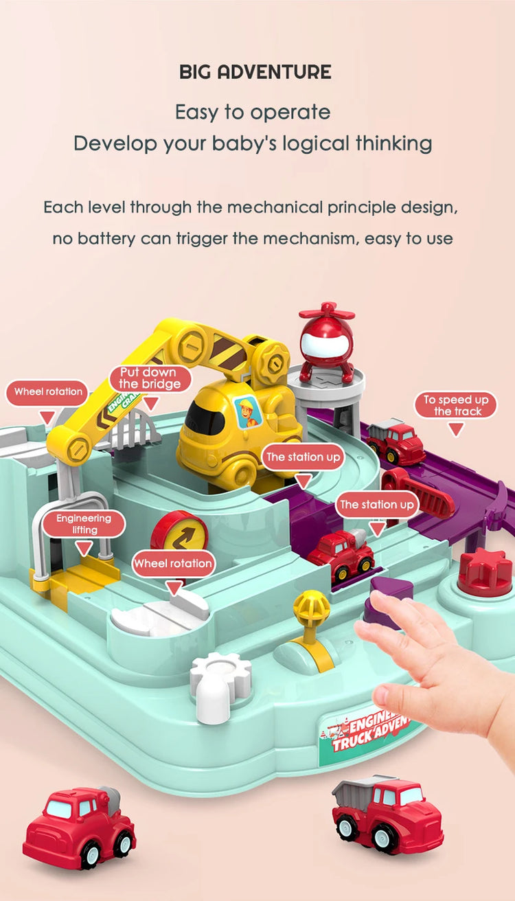 Car Train Track Sets Racing Rail Model Educational Toys Children Adventure Game Mechanical Interactive Animals Space Rocket Toy