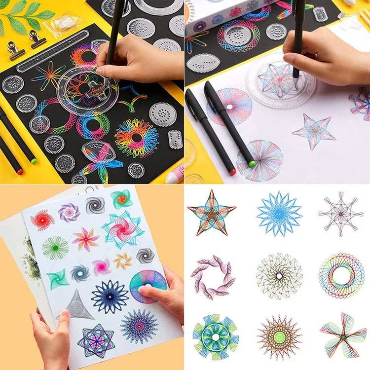 22PCS Clear Spirograph Drawing Toy Set DIY Creative Design Geometric Drawing Interlocking Gears Wheels Ruler Kids Art Craft  Toy