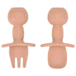 2PCS Cute Baby Learning Spoons Utensils Set Food Grade Silicone Sticky Spoon Children Cutlery Training Spoon Feeding Tableware