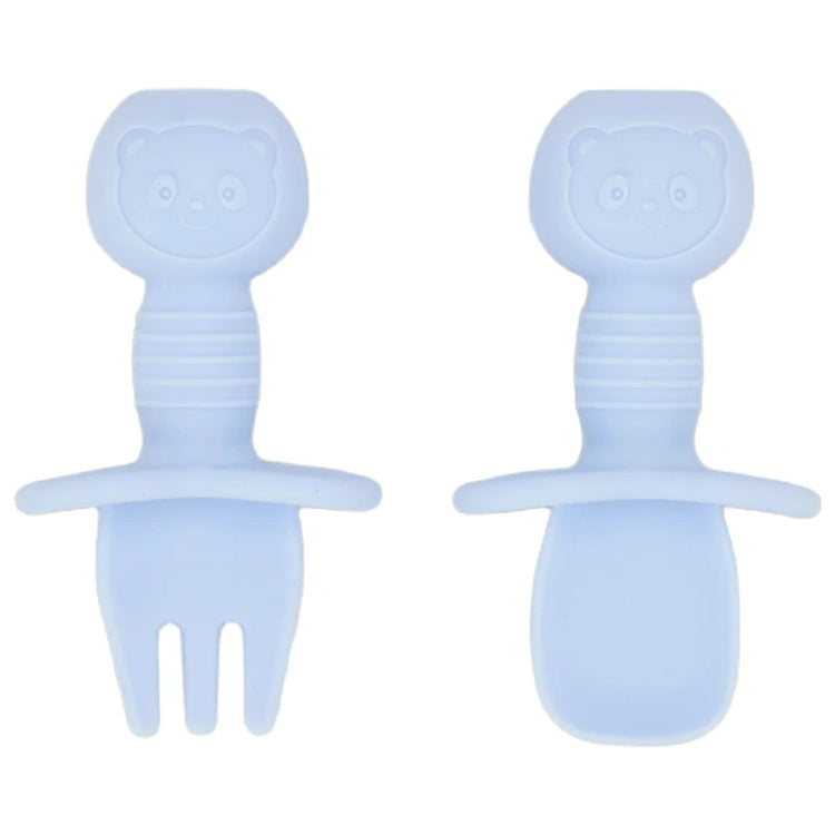 2PCS Cute Baby Learning Spoons Utensils Set Food Grade Silicone Sticky Spoon Children Cutlery Training Spoon Feeding Tableware