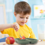 Food Grade Silicone Dining Plate Children 3-Grids Dishes Eating Training Tableware Feeding Tray With Sucker Anti-Drop Baby Stuff