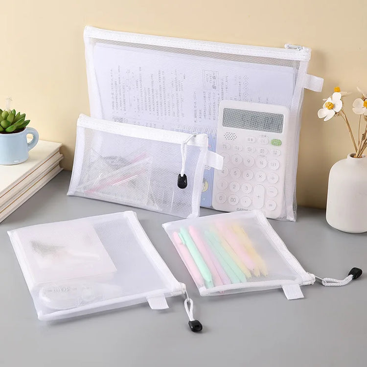 Mesh Zipper File Bag Toy storage bag building block puzzle sub-package bag children  zipper transparent finishing storage box