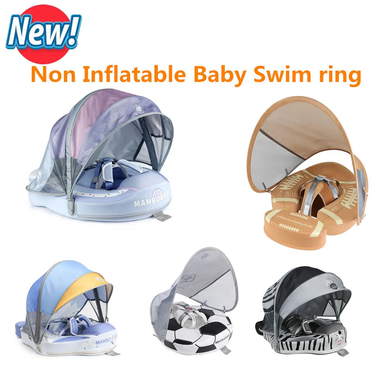 Non-Inflatable Floats Toys Newest Baby Float with Sun Canopy Safety Swim Tranier Solid Toddler Pool float for Age 3-24 Months
